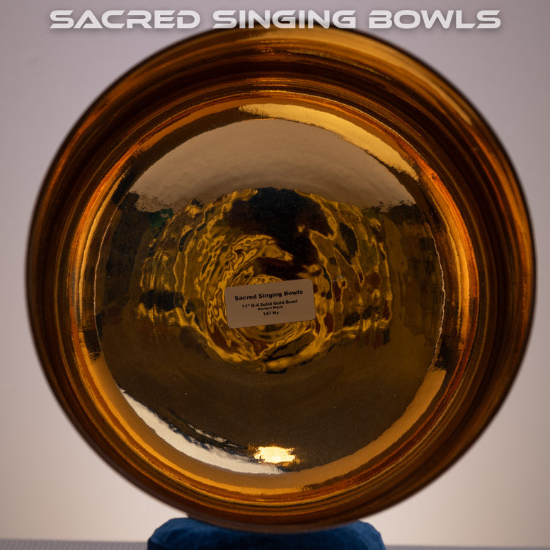 11" D-4 24k Gold Crystal Singing Bowl, Perfect Pitch
