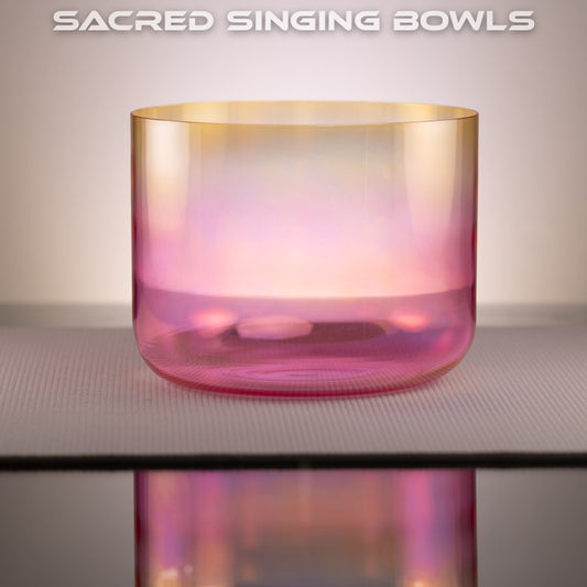 9.5" C#-7 Rose Quartz & Citrine Color Singing Bowl, Perfect Pitch