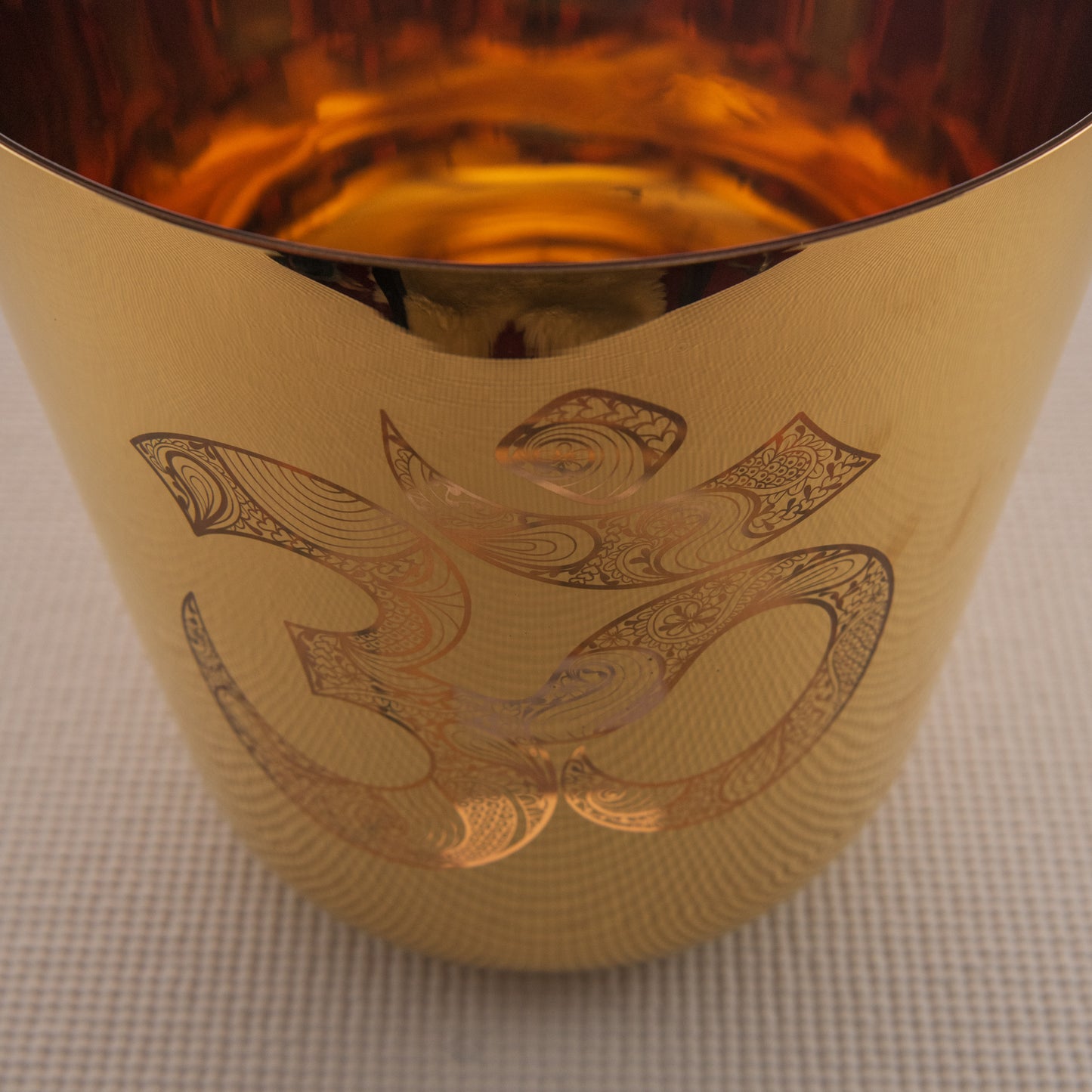 9" C-11 24k Gold Crystal Singing Bowl with Sacred Om Symbol