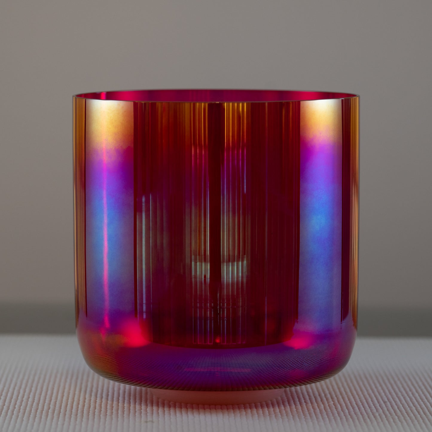 9.25" D#-9 Ruby Color Crystal Singing Bowl, Prismatic