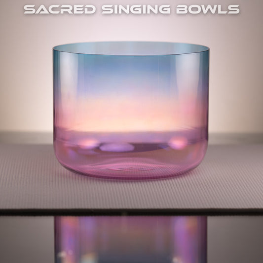 9.5" C#3-33 Celestite & Rose Quartz Color Crystal Singing Bowl