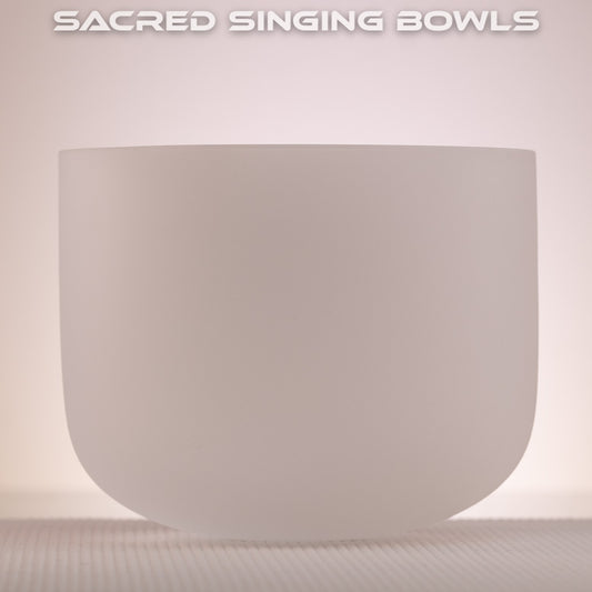 8" D#4+10 Frosted Crystal Singing Bowl, Perfect Pitch