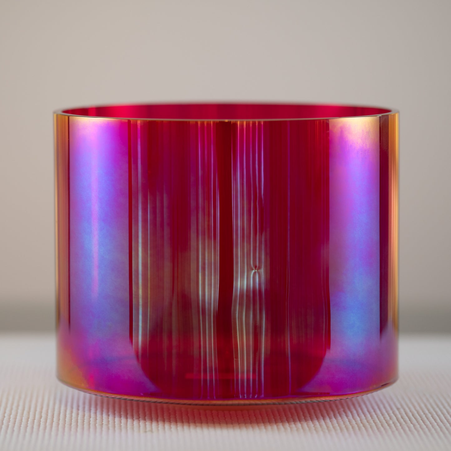 10.5" D#+39 Ruby Color Crystal Singing Bowl, Prismatic