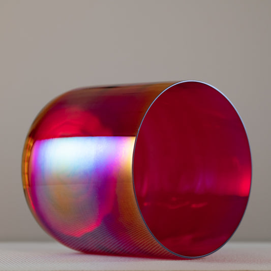9.25" D#-9 Ruby Color Crystal Singing Bowl, Prismatic