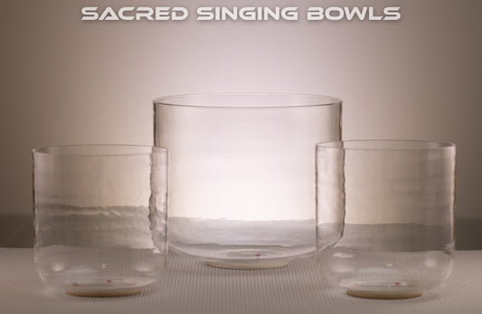 Harmonic Clear Quartz Crystal Singing Bowls: A# Major, Perfect Pitch