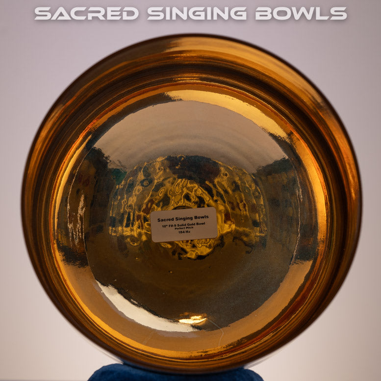 10" F#-9 24k Gold Crystal Singing Bowl, Perfect Pitch