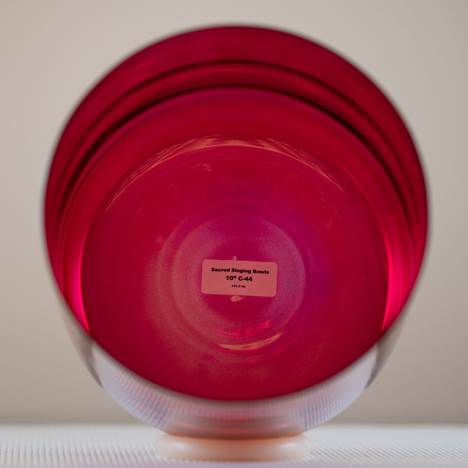 10" C-44 Ruby Color Crystal Singing Bowl, Prismatic