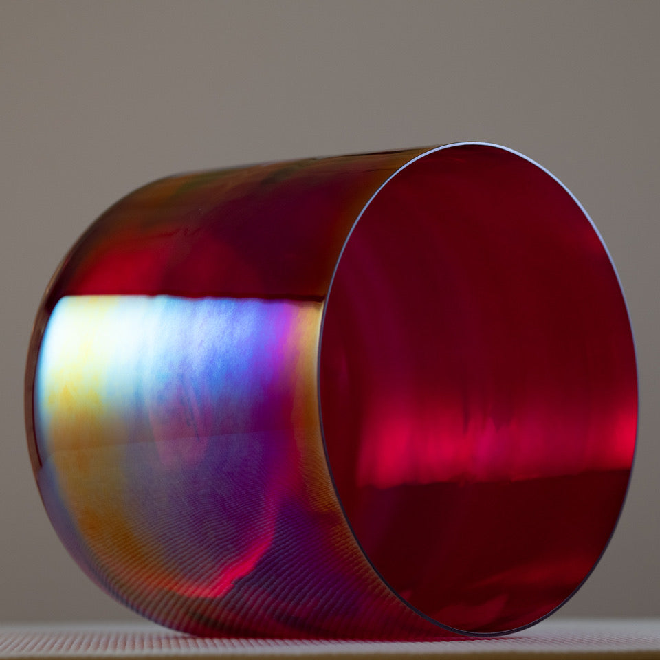 10" C-44 Ruby Color Crystal Singing Bowl, Prismatic