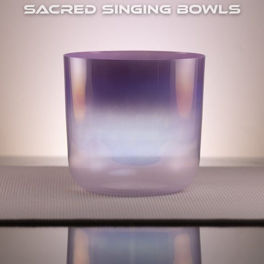 8" C#-33 Lilac Amethyst Color Crystal Singing Bowl, Prismatic