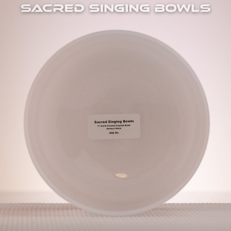 7" A4+8 Frosted Crystal Singing Bowl, Perfect Pitch
