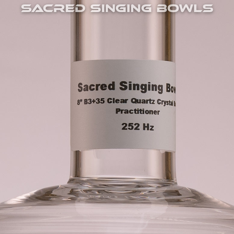 8" B3+35 Clear Quartz Crystal Singing Bowl, Handheld